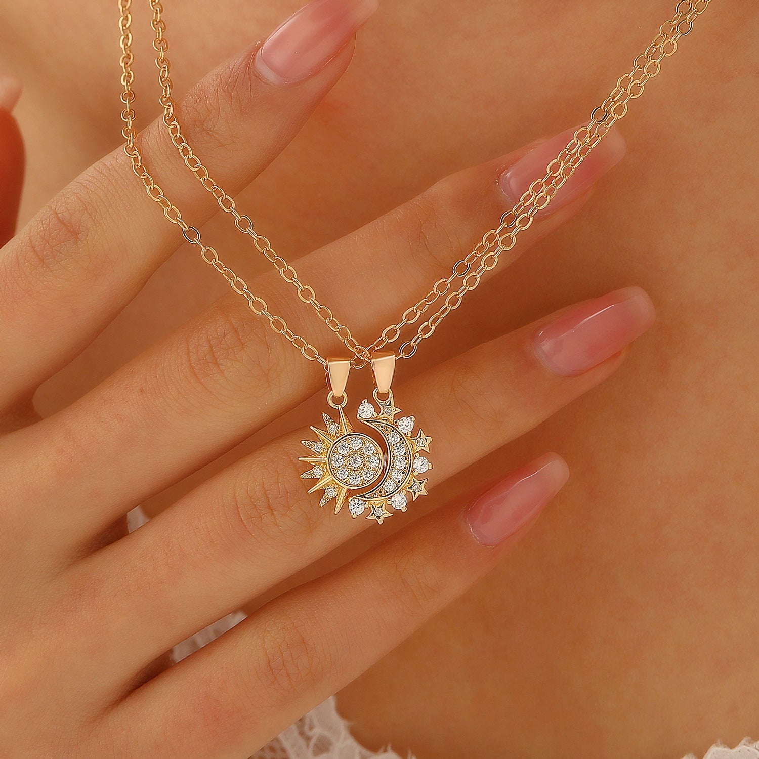 Magnetic Sun & Moon Couple Necklace (2pcs Set)