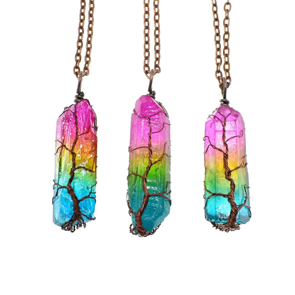 Rainbow Crystal Pillar Necklace – Vié Chérie