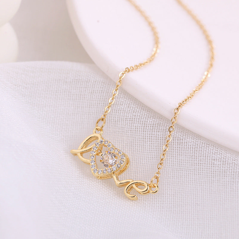Eternal Love Titanium Steel Necklace – Minimalist Gold Clavicle Chain - Vié Chérie