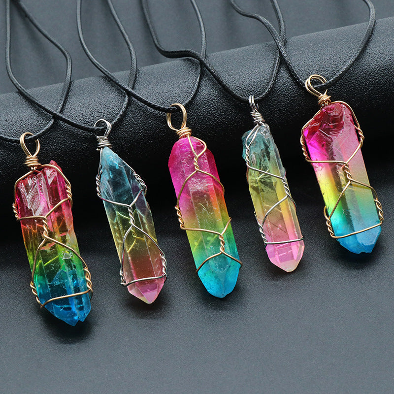 Rainbow Crystal Pillar Necklace – Vié Chérie