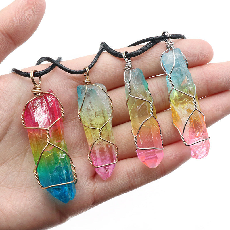 Rainbow Crystal Pillar Necklace – Vié Chérie