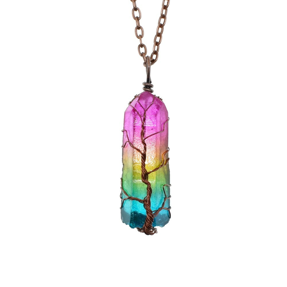 Rainbow Crystal Pillar Necklace – Vié Chérie