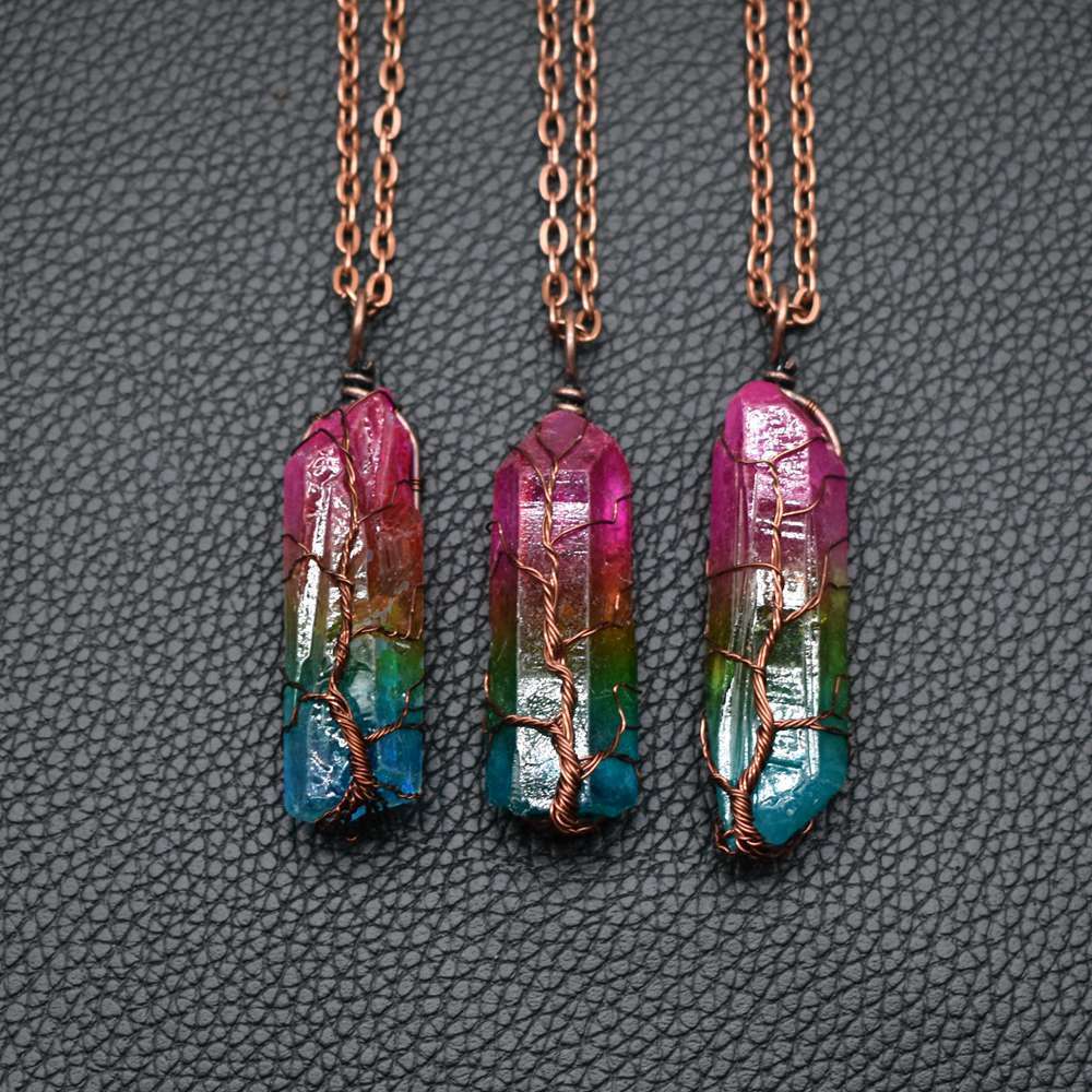 Rainbow Crystal Pillar Necklace – Vié Chérie