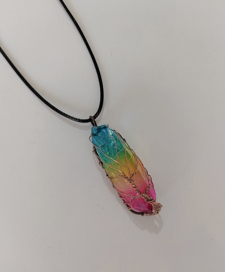 Rainbow Crystal Pillar Necklace – Vié Chérie