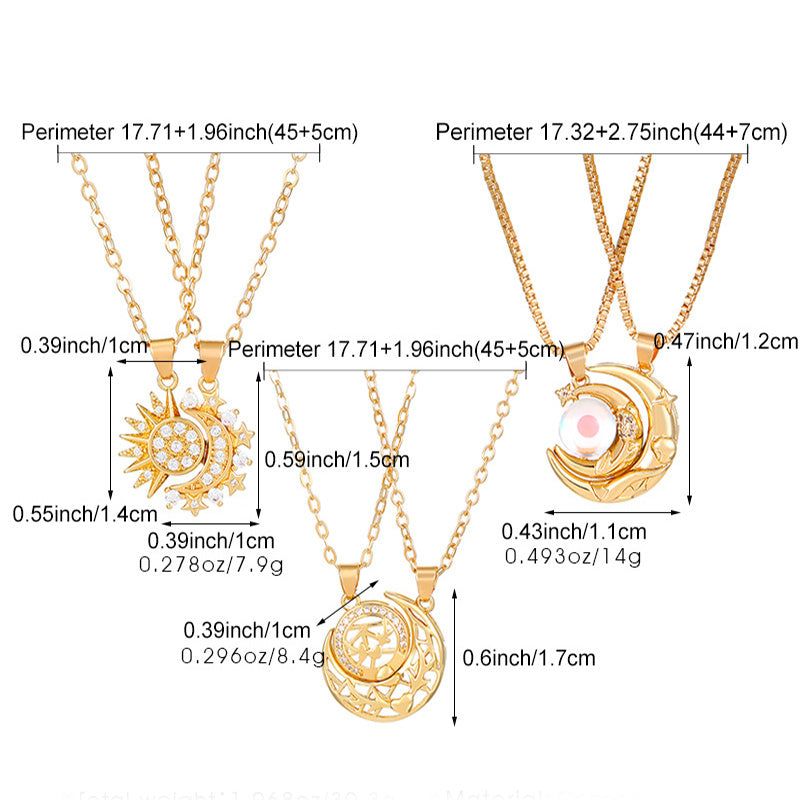Magnetic Sun & Moon Couple Necklace (2pcs Set)