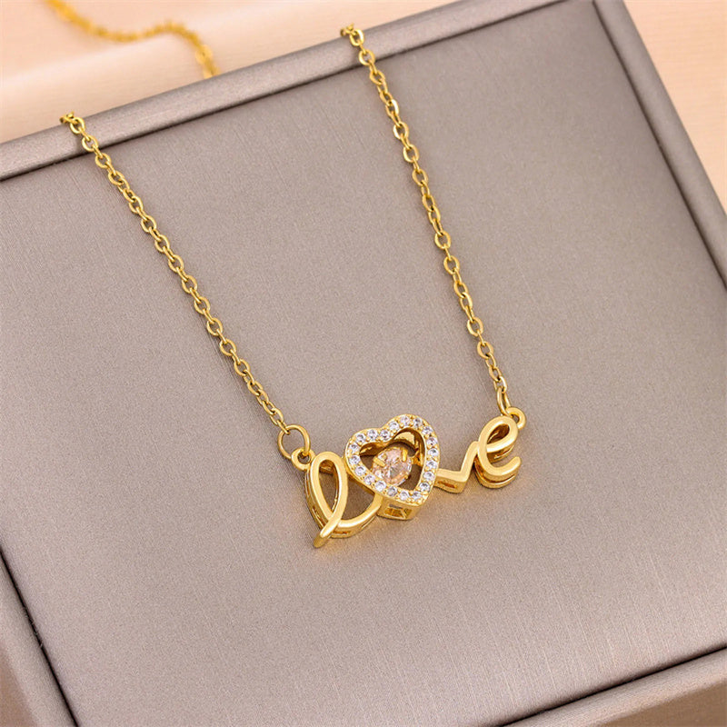 Eternal Love Titanium Steel Necklace – Minimalist Gold Clavicle Chain - Vié Chérie