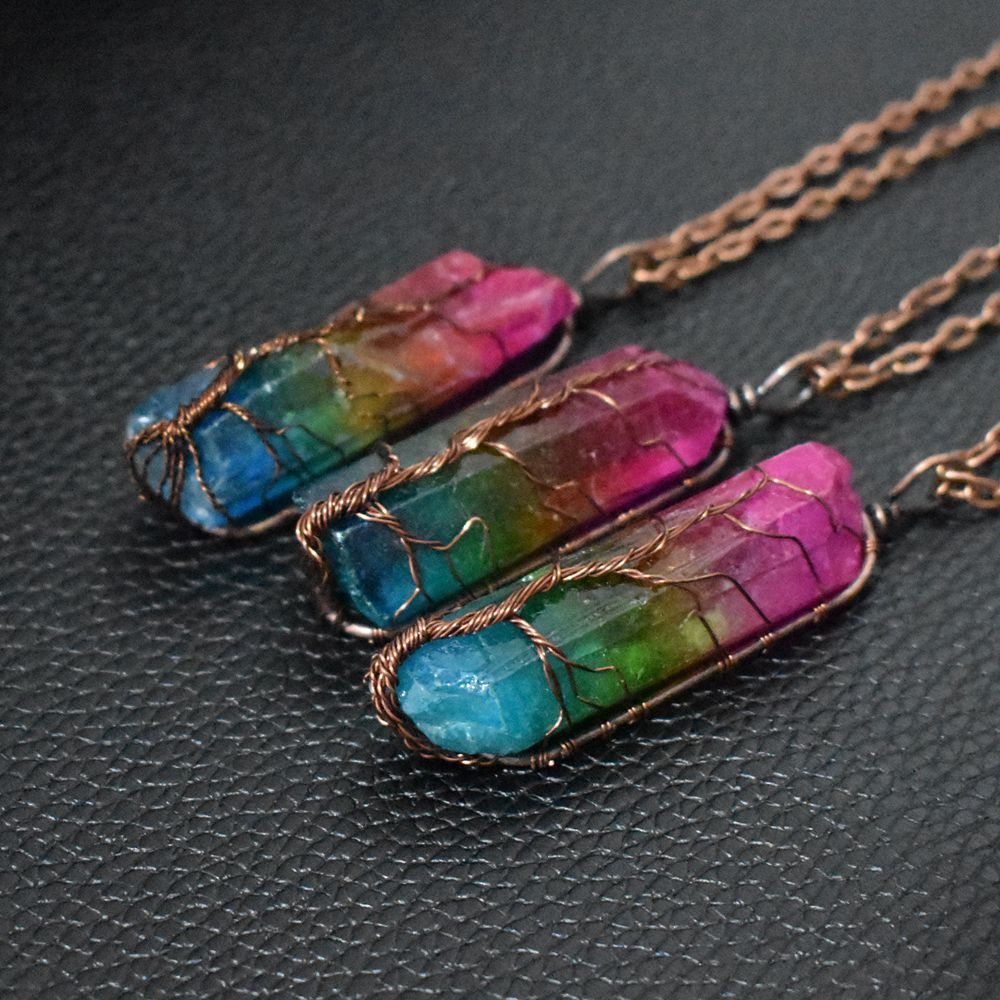 Rainbow Crystal Pillar Necklace – Vié Chérie