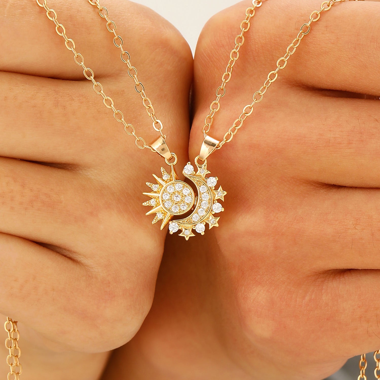Magnetic Sun & Moon Couple Necklace (2pcs Set)