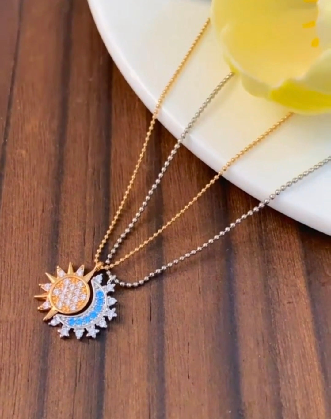Sun & Moon Magnetic Necklace Set  (2pcs)