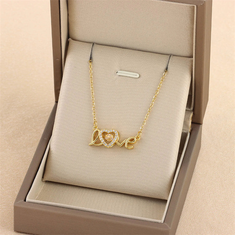 Eternal Love Titanium Steel Necklace – Minimalist Gold Clavicle Chain - Vié Chérie