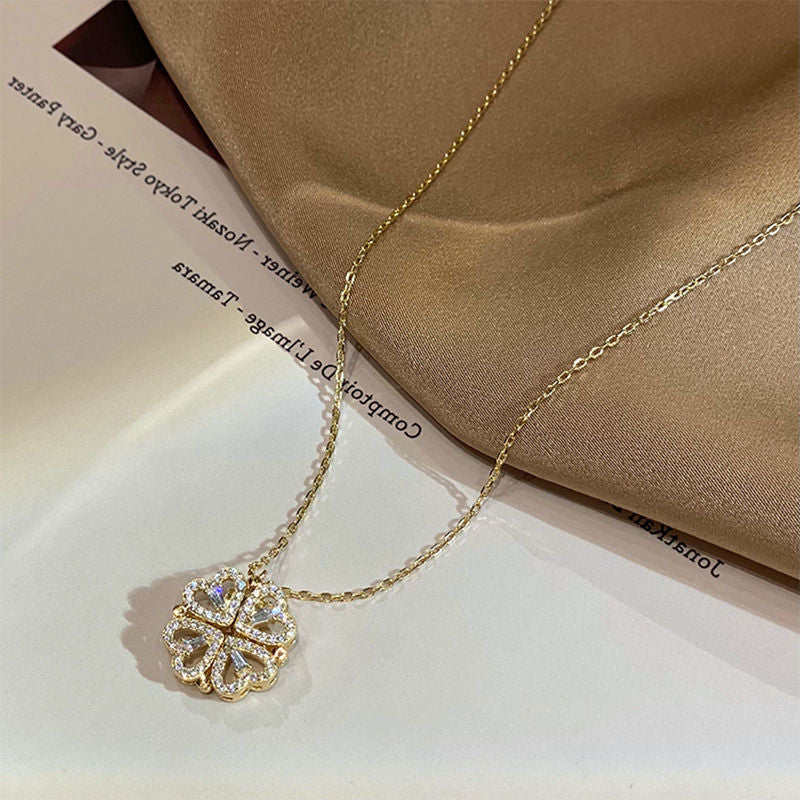 Magnetic Heart Clover Necklace 4-in-1 Transformable Design - Vié Chérie