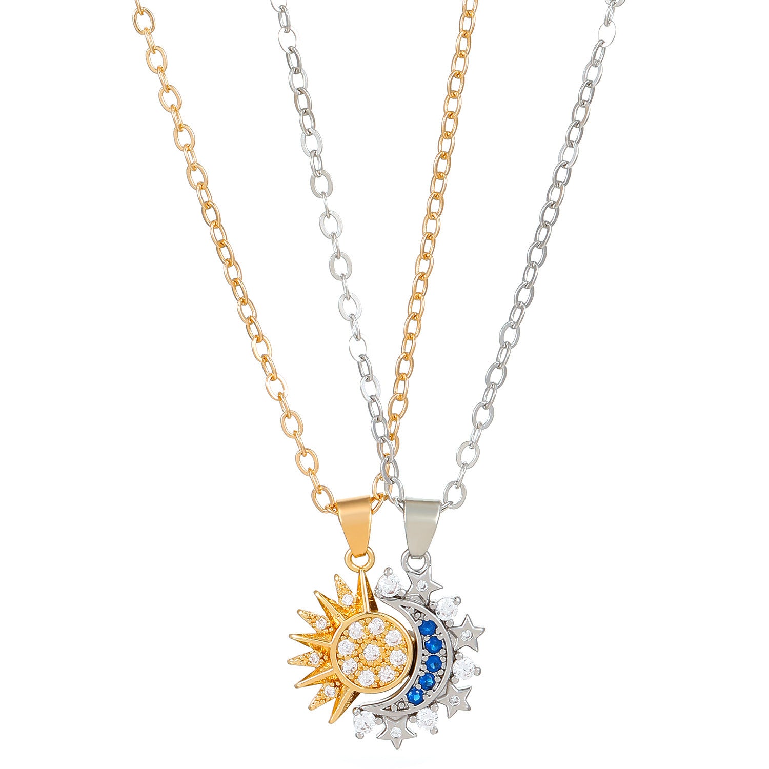 Magnetic Sun & Moon Couple Necklace (2pcs Set)