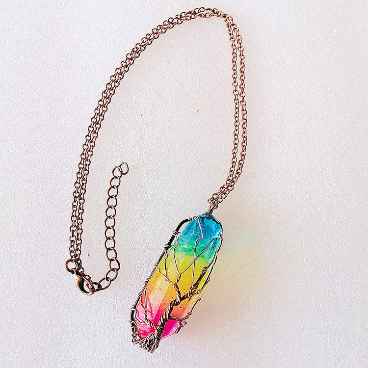 Rainbow Crystal Pillar Necklace – Vié Chérie