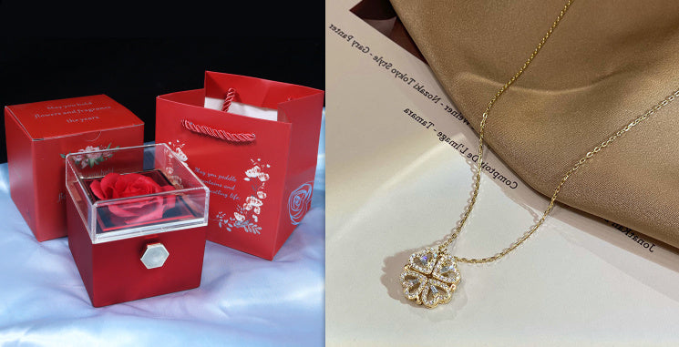 Magnetic Heart Clover Necklace 4-in-1 Transformable Design - Vié Chérie