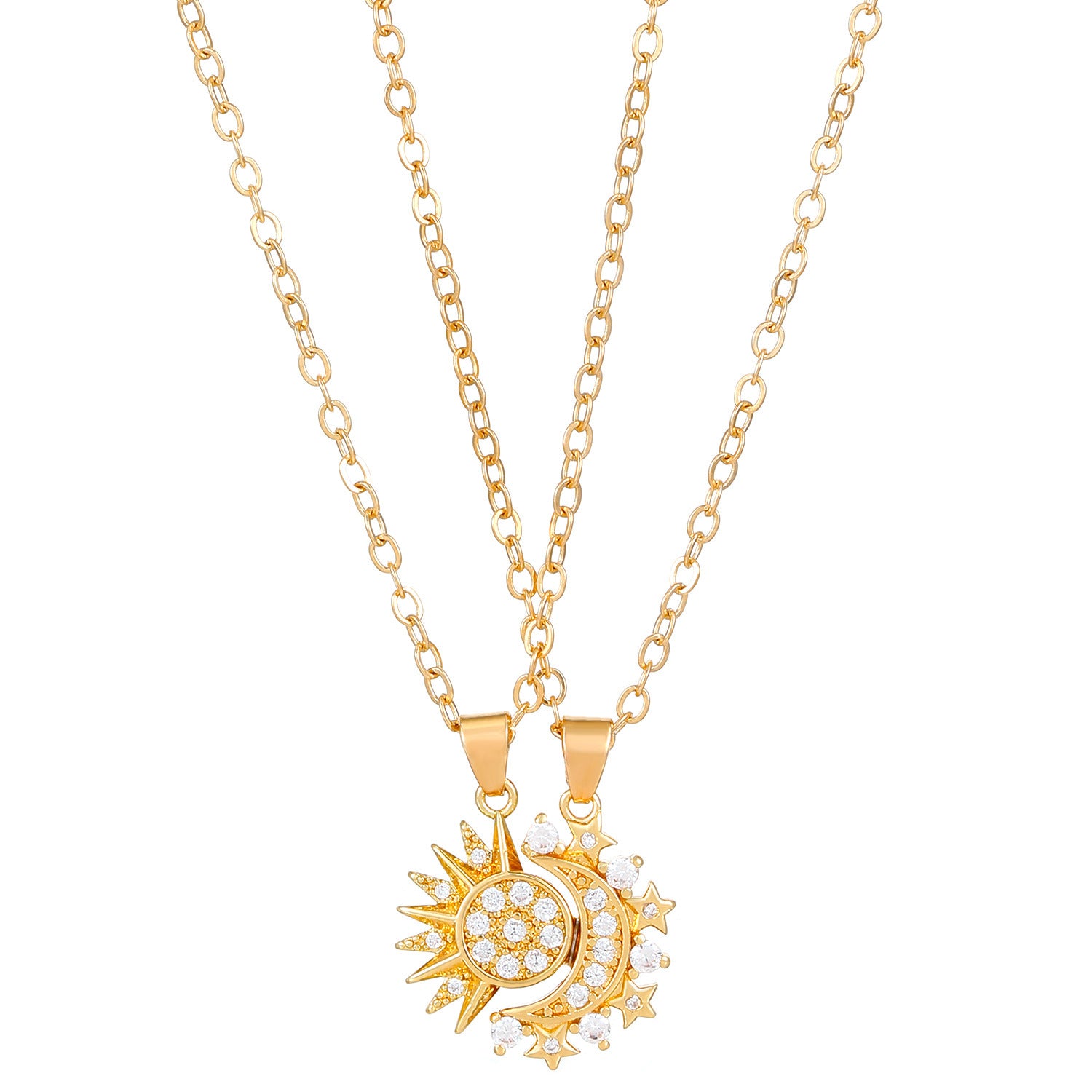 Magnetic Sun & Moon Couple Necklace (2pcs Set)